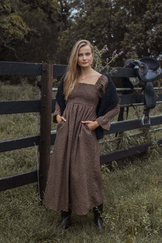 Cyrena Maxi Dress - Brown Check - XL - Image 34