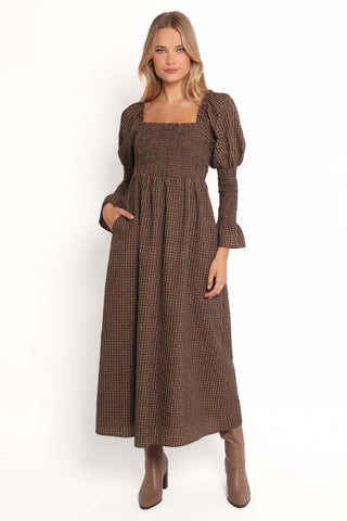 Cyrena Maxi Dress - Brown Check - XL - Image 35