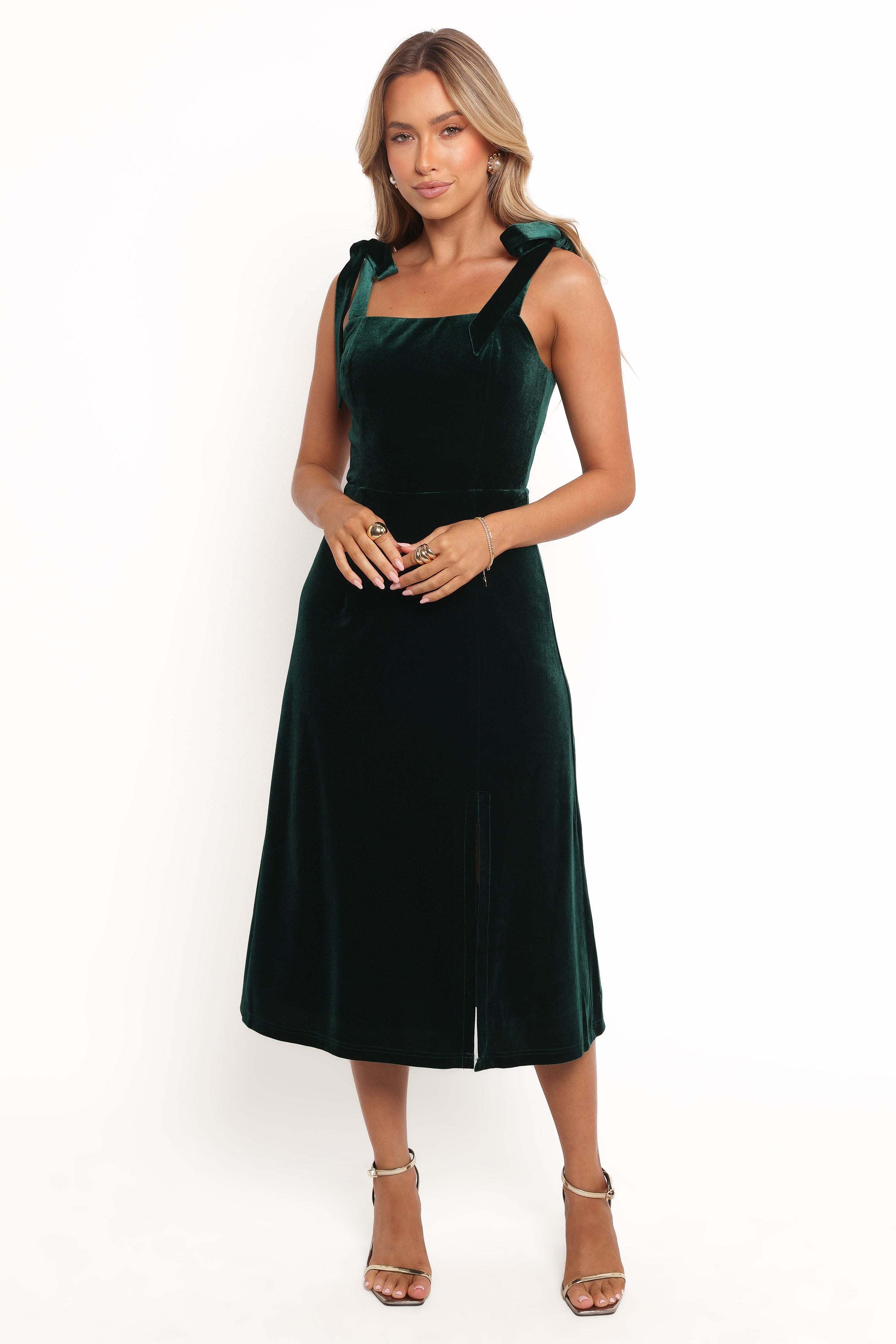 Laurel Velvet Midi Dress - Emerald Green - 16 - Image 43