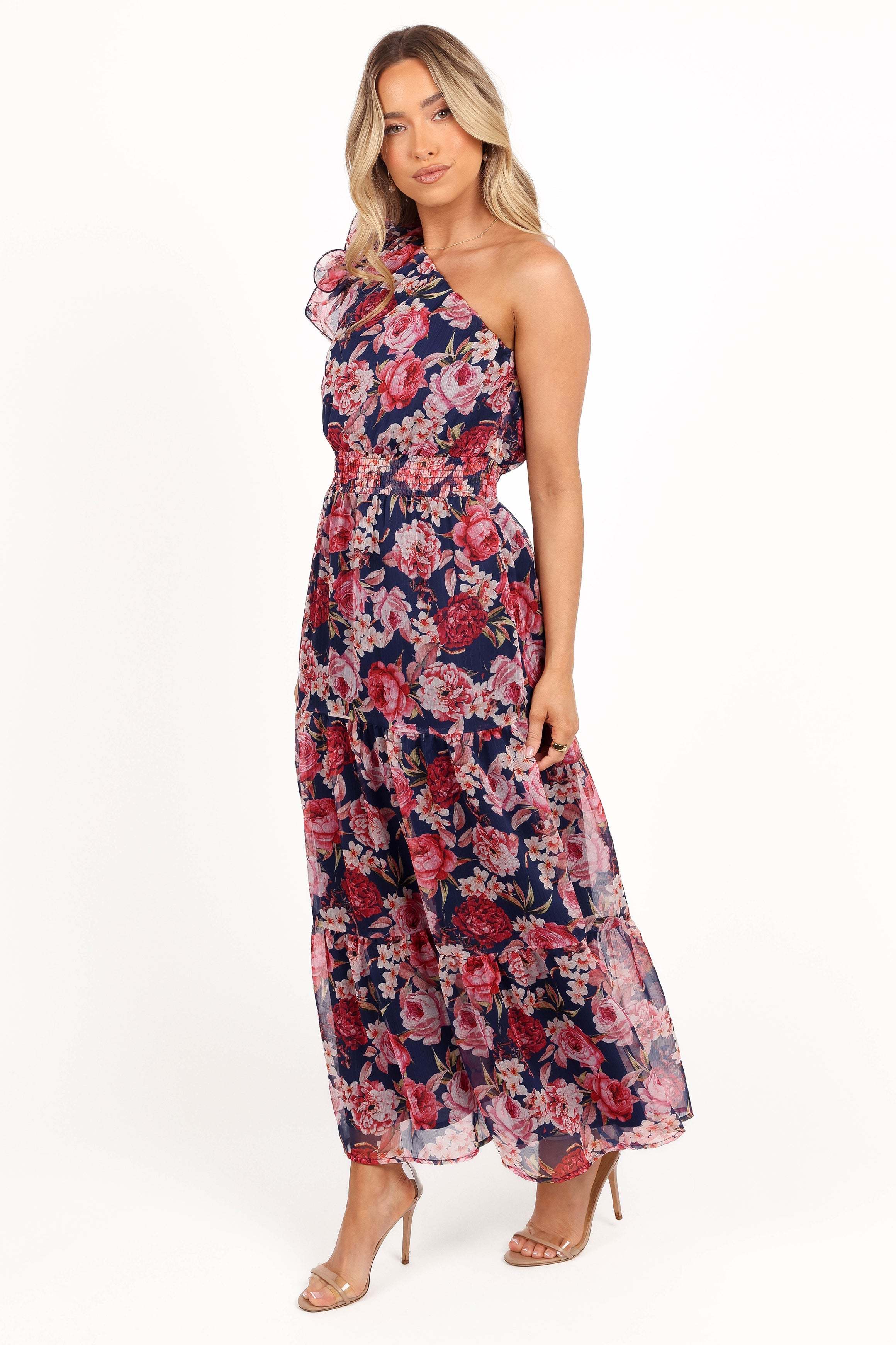 Layley One Shoulder Maxi Dress - Navy Floral - XL - Image 33