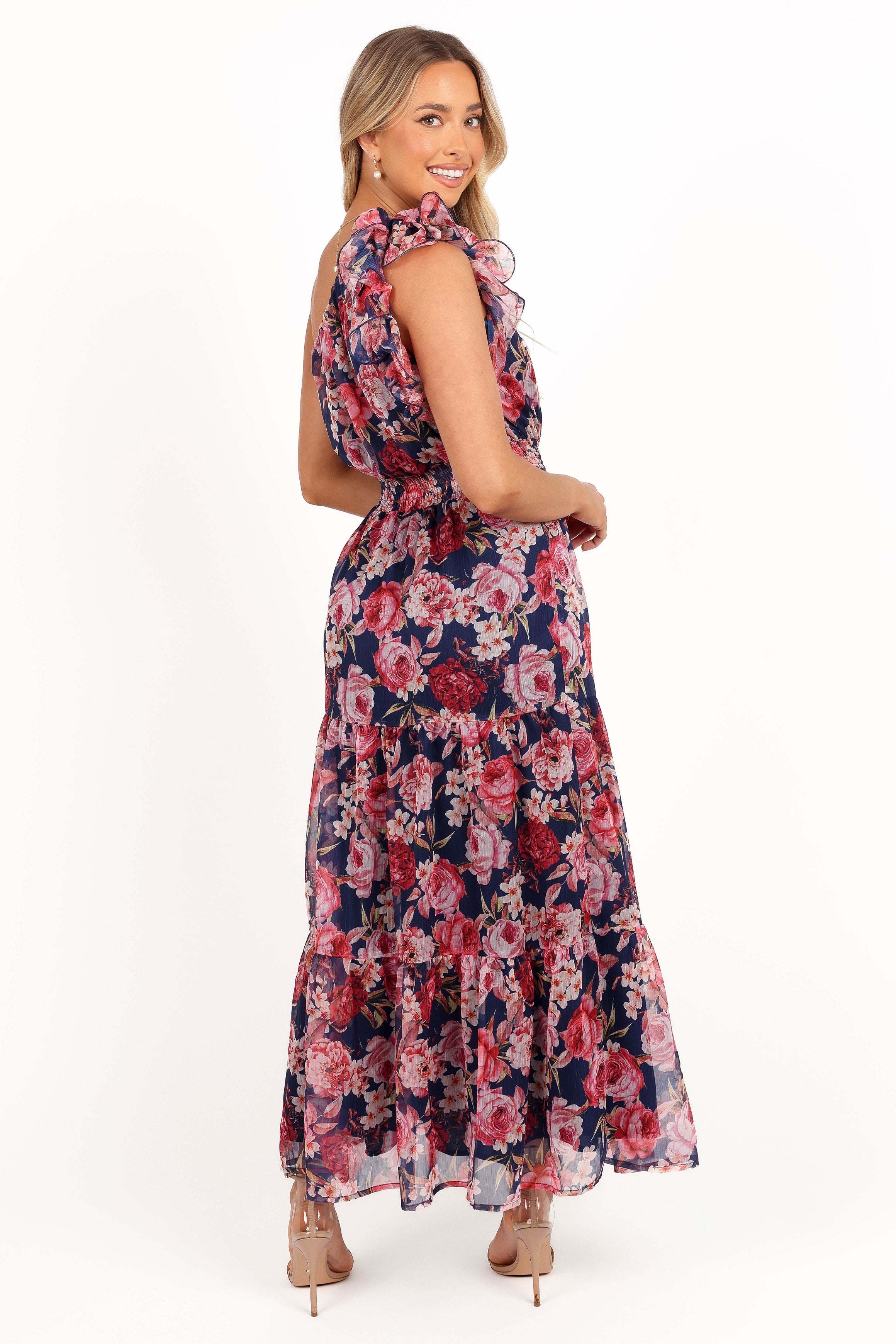 Layley One Shoulder Maxi Dress - Navy Floral - XL - Image 37