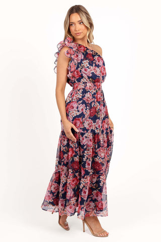 Layley One Shoulder Maxi Dress - Navy Floral - XL - Image 38