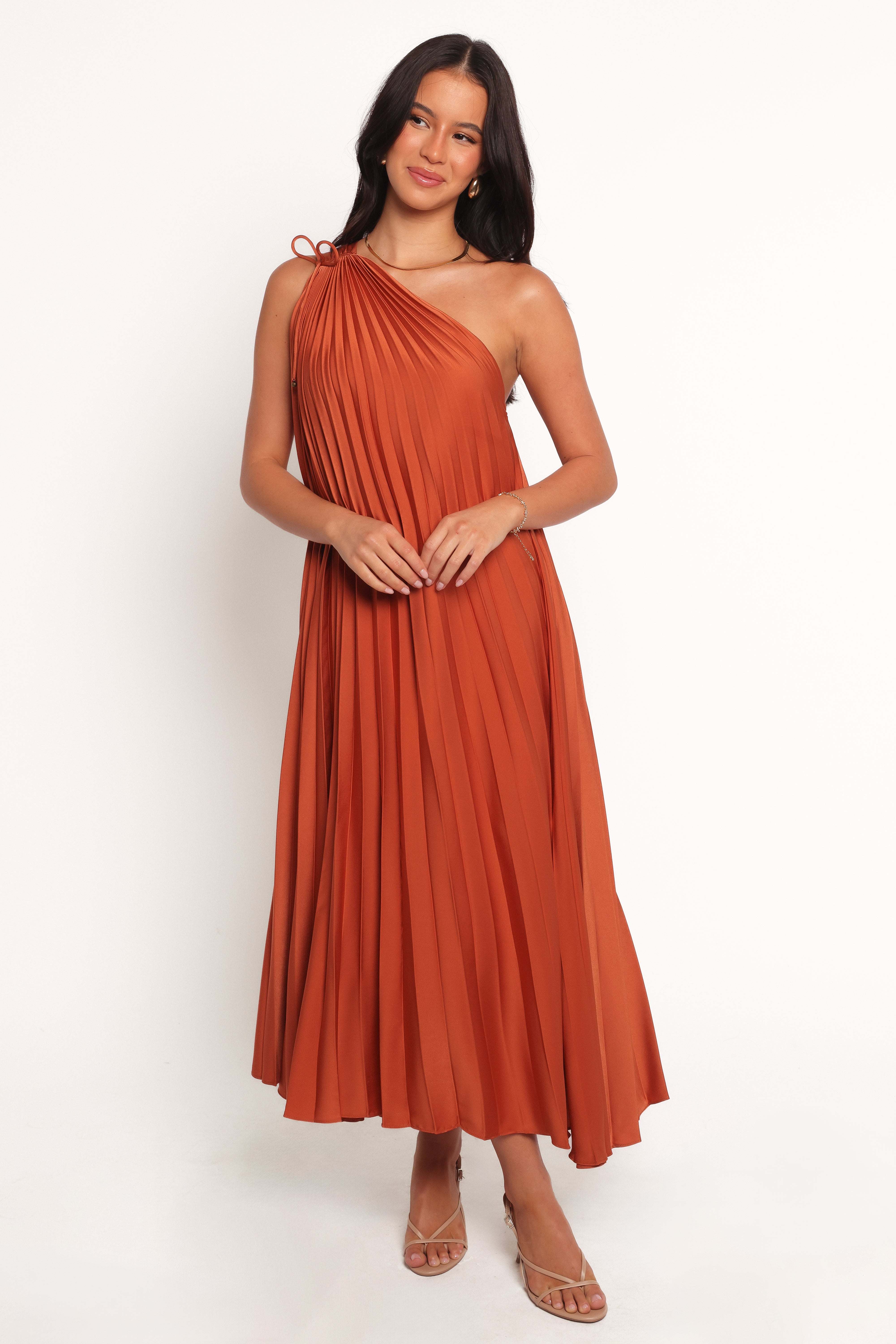 Selena One Shoulder Midi Dress - Russet Bronze - XL - Image 44