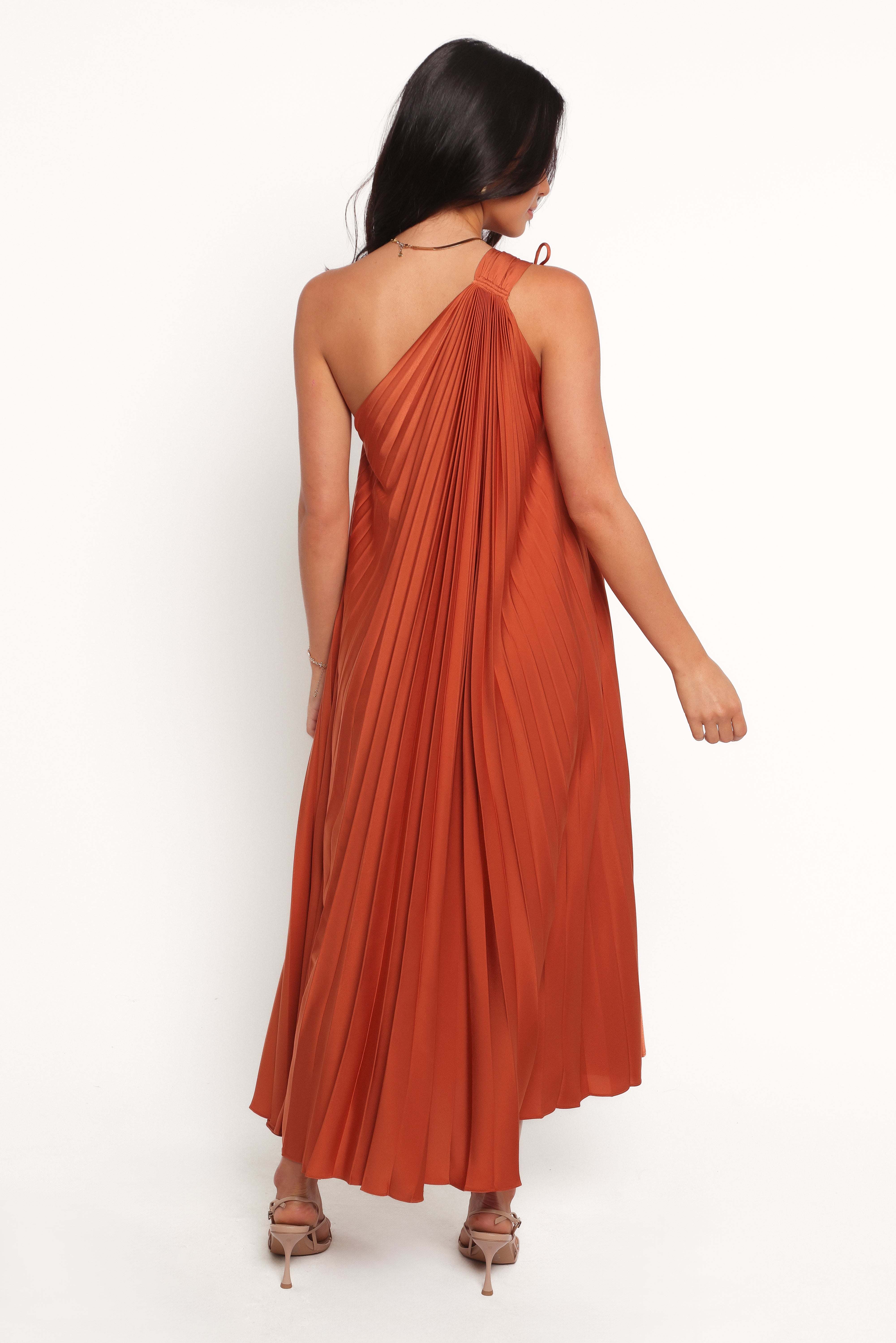 Selena One Shoulder Midi Dress - Russet Bronze - XL - Image 41