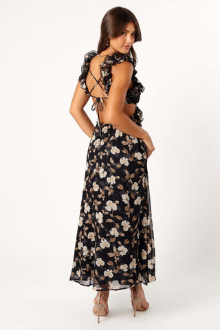 Lucah Frill Shoulder Maxi Dress - Black Floral - XL - Image 37