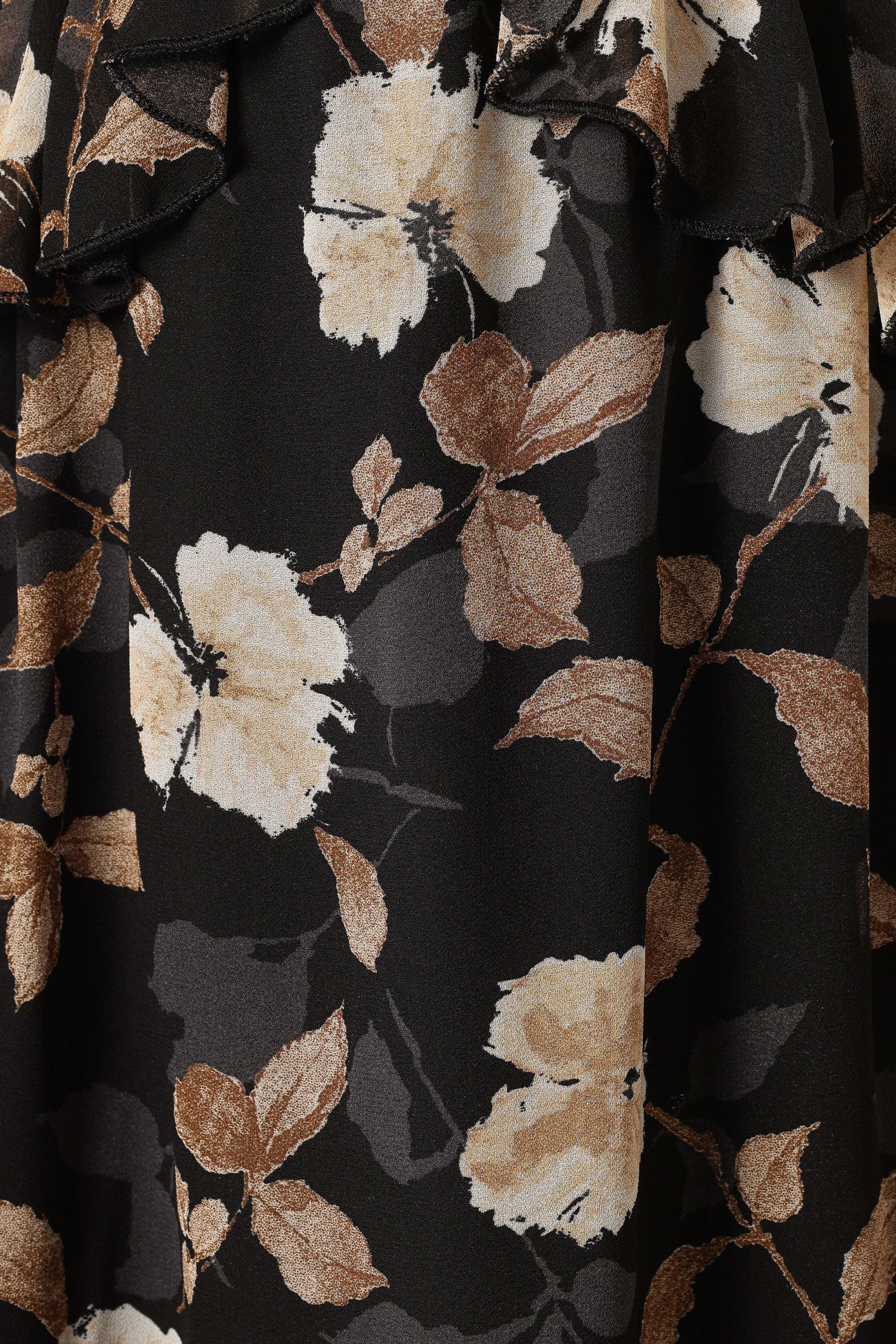 Lucah Frill Shoulder Maxi Dress - Black Floral - XL - Image 39